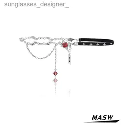 Colares pendentes Masw colar preto preto pu gargantilha 2022 nova tendência venda quente venda de alta qualidade metal estrela de cristal vermelho jóias de colar de jóias