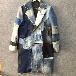 Projektant Mens Jackets Designer Patchwork Dżins Windbreaker Street Jeans Kurtka Streetwear Luksusowy długi płaszcz Moda odzież wierzchnia