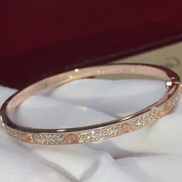 Womens bracelet gold torque bangle Double row diamond luxury jewelry width 5MM hidden inlay process High fade resistant bracelets designer for women Armband 4 69FZ