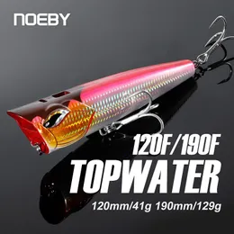 Yemleri yemler Noeby Popper Fishing Lures 120mm 41g 190mm 129g Topwater Bubble Yemleri Jet Popper Wobblers GT Ton balığı için büyük oyun balıkçılık cazibesi 230331