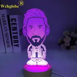 Night Lights Soccer Soccer Football Star Lionels Messis Wooden 3D Lamp 7 ألوان غرفة نوم بجانب السرير LED USB Light Light Decoreacao Kis Wood Gift P230331