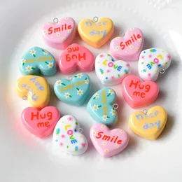 Charms 10pcs Resin Multilayer Love Macaron Flower Letters HUG ME Sweet Cute Pendant For Earring Keychain Diy Jewelry Make