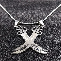 Retro Imam Ali Sword Muslim Islam Knife Necklace Jewelry Stainless Steel Arabic Pendant Necklaces For Men Women jewlery N403S02 Y0203H