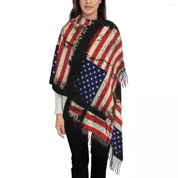 Scarves Customized Print Free American Flag Scarf Women Men Winter Warm USA Patriotic Shawls Wraps