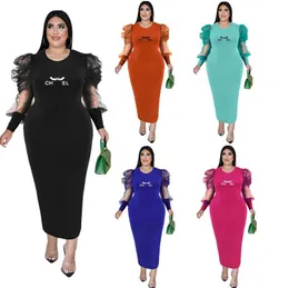 figurbetonte Kleider für Frauen Gaze Pile-Up-Ärmel Hüftwickel sexy Kleid Damenbekleidung