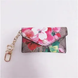 Designer Key Pouch Fashion Leather Purse Keyrings Mini Walls Coin Credit Card Holder 9 Colors 2023