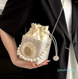 Torby na ramię Kobiet kwadratowa torba posłańca mody słomka perłowe na wolny czas podróży urodziny 222 22 Ozdoba kwiatowa słoneczna