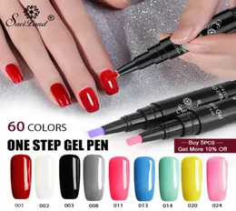 12pcslot 3 i 1 gel nagel lack penna glitter ett steg nagelkonst gel polska hybrid 60 färger uv gel lacker6155518