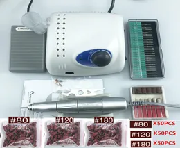 Peça de mão prateada forte 45000rpm, 210 pro 105 105l 65w, brocas para unhas, máquina de manicure, pedicure, lixa elétrica bits8917138