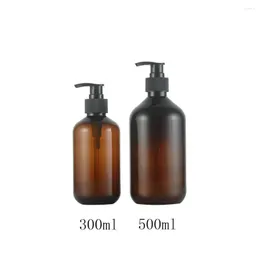 収納ボトル12pcs/lot 300ml/500ml空の茶色のプラスチックローションボトルポンプ液体ソープペット