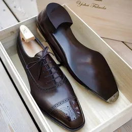 Gai Oxfords for Men Brown Black Business Lace-Up Pu Office Brogue Dress Shoes Zapatos de Vestir Hombre 230403 GAI