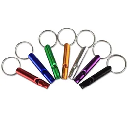 Keychains de apito de metal portátil Chaves de defesa autoconsefra anéis de carros da moda Correntes Key Acessórios para camping ao ar livre Mini Ferramentas 8 cores