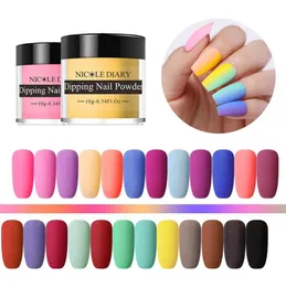2021 New NICOLE DIARY 10g Matte Color Dipping Nail Powder Natural Dry Nail Art Decoration Without Lamp Cure Nail Dust Dec2852062
