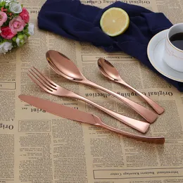 Dinnerware Sets Jaswehome 4pcs Flatware Set 410SS Gold Steak Knife Heavy-duty Dinner Fork Spoon Rose Shiny Silverware Utensils