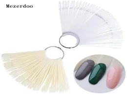 Unhas Falsas 50 pcs Oval Falso Display Nail Art Fan Wheel Practice Board Tip Sticks para Mergulhar Pó Cores UV Gel Polonês Gráfico Q07504660