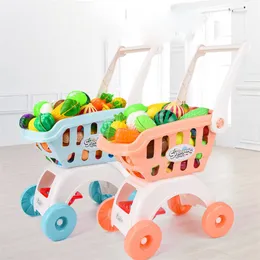 Другие игрушки 28pcsset Kids Большой супермаркет для корзины тележки для корзины Push Car Borte Simulation Fruit Food Pretend Play House Girls Toy 230403