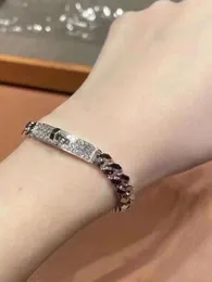 Pulseira de nariz de porco incrustada à mão com diamante completo alta Ding feminina banhada em V 18K ouro rosa prata corrente de placa grossa