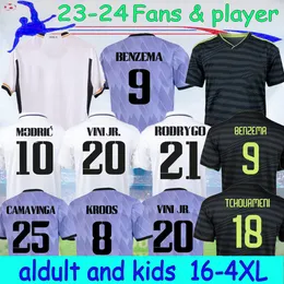 2023 2024 Benzema Futbol Forması Camavinga Alaba Modric Vini Jr Futbol Gömlek 22 23 24 Valverde Tchouameni Nefes Alabilir Spor Gömlek Çocuk Kiti Üniforma