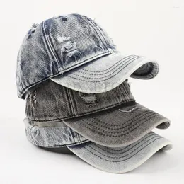 Casquettes de balle Été Lavé Denim Casquette de baseball Femmes Shabby Rétro Sports Loisirs Mode Tendance Hommes Chapeau Protection Solaire Plage Sauvage Gorra Le