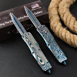 2 modelos Blue Titanium Attacker Faca Automática Dupla ação Lâmina 440c Liga de Alumínio de Zinco Combate Canivetes Automáticos Ferramentas de Micro Corte de Autodefesa