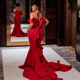 Trem longo fora do ombro vestidos de baile plus size arco sem costas vinho vermelho sereia estilo simples vestido de noite gala ocasião vestidos segundo vestido de recepção