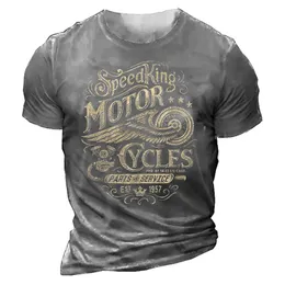 メンズTシャツ3Dプリントモーターサイクルモーターバイカービンテージ半袖1976 Homme Moto Racing Suit Camiseta 230404