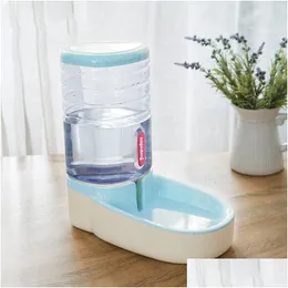 Dog Bowls Feeders Dogs Matic Pet Feeder Cat Drinker Bowl Blue Water Feeding Combination Food Storage Bucket Size 43X21X27 Drop Del Dh8Gx