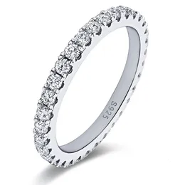 Solitaire Ring Iogou 2mm D Renk Aly Bandı Orijinal 925 STERLING Gümüş Beyaz Altın İstiflenebilir Yüzük Kadın Kız Toptan Satış 230403