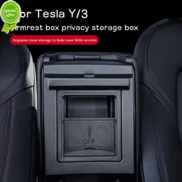 Nuova scatola di immagazzinaggio nascosta del bracciolo per Tesla Model 3 Y 2022 Center Console Organizer Scatola porta bracciolo automatico Modifica interni auto