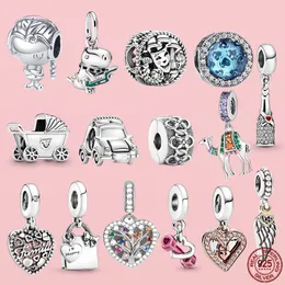 925 Silver Fit Pandora Oryginalne urok DIY Wiselant Kobiety Bracelets Krzyki Pendants Kawa Maski Baby Wózek serce