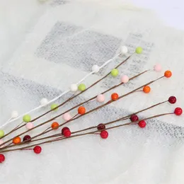 Decorative Flowers 10mm Christmas Decoration Artificial Berry Fruit Tree Stems Mini Fake Berries Pearl Beads For DIY Party Craft 2023