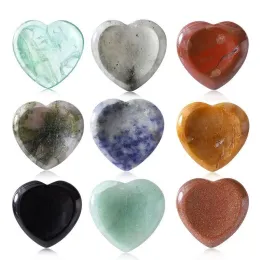 Natural Heart 40MM Crystal Stone Party Favor Thumb Massage Stone Energy Yoga Healing Gemstone Craft Gift 1104