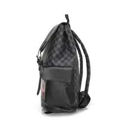 Korean Style Backpack Chessboard Plaid Printed Backpack Water-Resistant and Wear-Resistant Large Capacity Computer Bag