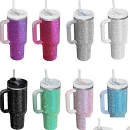 Commuter Travel Mugs 50Pcs 40Oz Handle Insated With Lids And Sts Stainless Steel Coffee Tumbler Termos Cups Inl Dh8Re