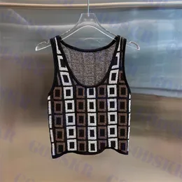Retro Jacquard Tanks Frauen gestricktes Tanktop Sexy U-Ausschnitt T-Shirt Hot Ladies Short Tops