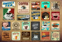 Italiano kaffemetallskyltar idé te plack metall vintage väggdekor för kök bar café retro affischer järnmålning yi1141726885