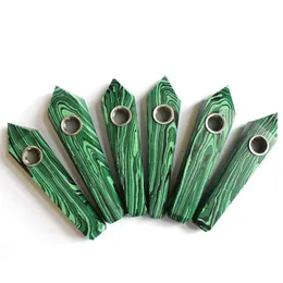 Pipa da fumo al quarzo verde malachite da 10 cm Pipa per tabacco con bacchetta in pietra di cristallo con confezione regalo bianca