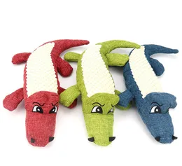 Pet Dog Toy Linen Plush Crocodile Animal Toy Dog Chew Squeaky Noise Toy Cleaning Teeth Supplies Tough Interactive Doll8170304