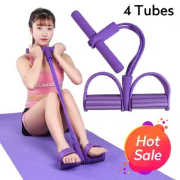 Widerstandsbänder 4 elastische Zugseile für Heimtrainer Ruderer Bauch Set Home Gym Sport Trainingsband Fitnessgeräte