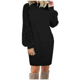 Casual Dresses Women Knitted Autumn Winter Thick Turtleneck Sweater Dress Solid Color Long Sleeve Maix Female Warm A-line Vestido