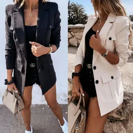 Women's Suits Fashion Single Breasted Casual Elegant Long Blazers Coat Sleeve Female Outerwear Chic Tops Jacket Clothing