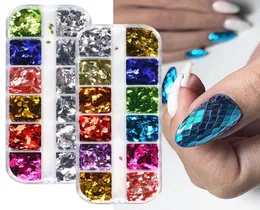 1 caso holográfico prego glitter folha de losango para arte do prego 3d lantejoulas decorações gel polonês espelho manicure paillettes5388823