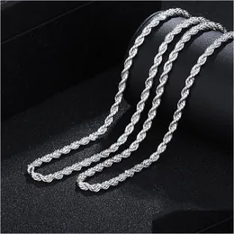 Kedjor Kedjor 925 Sterling Sier 16/18/20/22/24 Inch 4mm Twisted Rope Chain Necklace For Women Man Fashion Wedding Charm Jewelry Drop D Dhcll