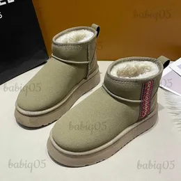 2024 Real Sheepskin Wool Low Cut Warm Shoes Snow Man and Women Platform Winter Short Boots For Ladies T231104