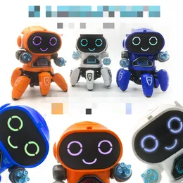 Nova venda quente seis garra dança robô elétrico girando luz música suporte das crianças venda quente brinquedo atacado