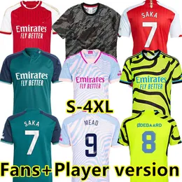 S-4XL 23 24 Smith Rowe Saka Soccer Jersys Martinelli 2023 2024 팬 플레이어 버전 축구 셔츠 키트 Odegaard Nketiah G.jesus Zinchenko Saliba Rice Havertz J. Timber