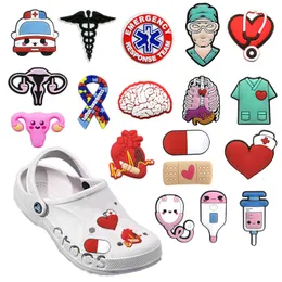 Shoe Parts Accessories 50PCS Shoe Charms Croc Jeans Doctor Nurse Stethoscope Shoe Decoration Sneakers Heart Garden Sandal Accessorie Kids Gifts 230403