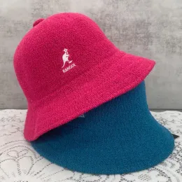 Berets Spring Knitted Kangaroo Bucket Hats Classic Logo Fisherman Hat Solid Color Female Painter Tide Women's Sun Visors