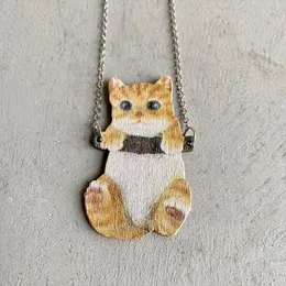 체인 크로스 국경 유럽 및 미국 스타일 개인화 된 고급 동물 목걸이 목재 인쇄 고양이 고릴라 창의적
