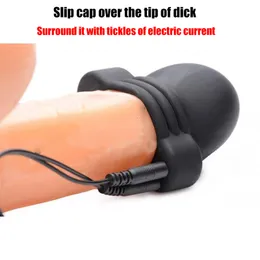 Masturbadores glans treinador massagem copo de copo de pênis eletrônico teaser eletro estimulação estimulação de choque atraso brinquedo sexual para homens masturbação 230404